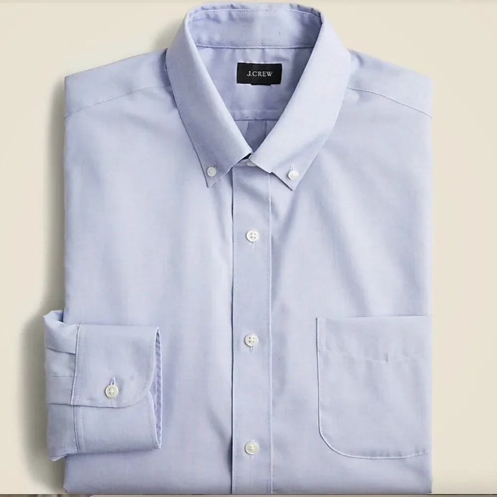 j. crew bg664 Blue Slim Bowery wrinkle-free dress shirt with button-down collar